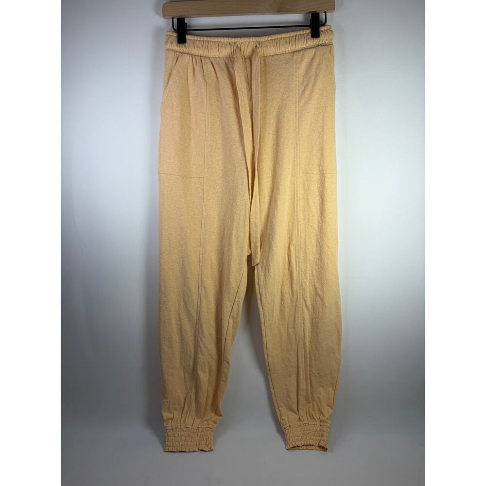 Aerie Pale Orange Slub Cotton Jogger Pull On Smocked Ankle Pants Size XS NEW